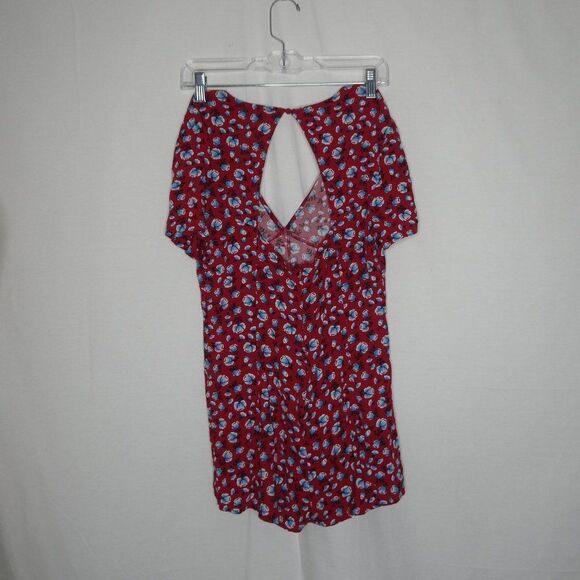 Forever 21 Floral Romper V Neck Keyhole Cap Sleeve - Picture 9 of 12